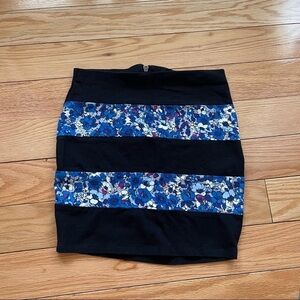 Material Girl Floral Blue Mini Skirt Y2K